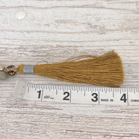 Handmade Beaded Necklace with Mustard Tassel - Picture 7 of 7